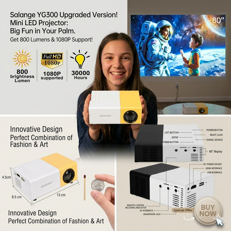 Salange YG300 Mini LED Projector